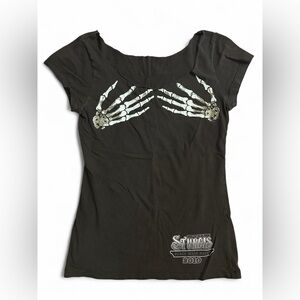 Skeleton Print Black Women's Tee